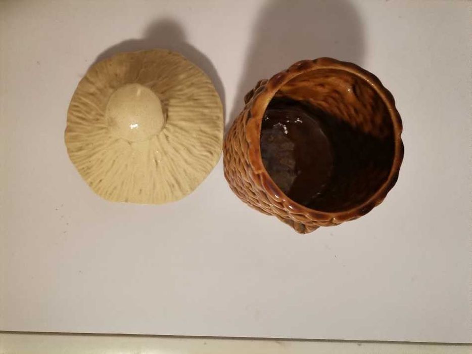 Pojemnik ceramiczny "Ul", brązowy, kremowy, PRL KG