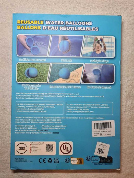 Balony wodne wielokrotnego użytku, 6 sztuk