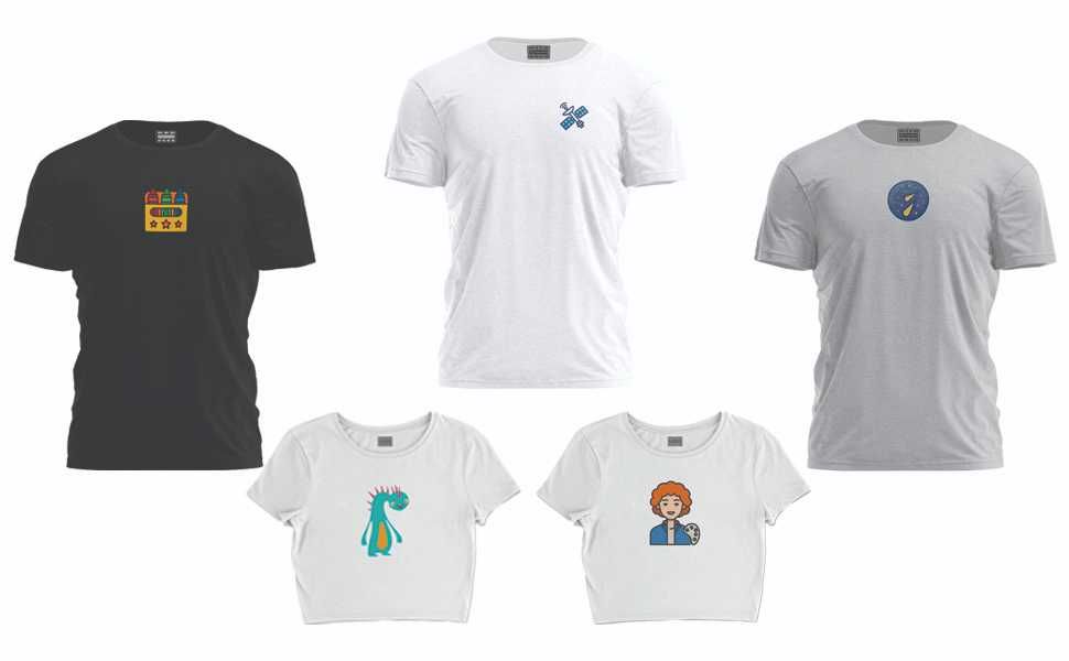 Męski T-shirt z cyfrowym BONA basics z nadrukiem,% 100 bawełna, czarny