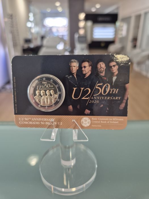 Moeda de 2€ U2 coin card.