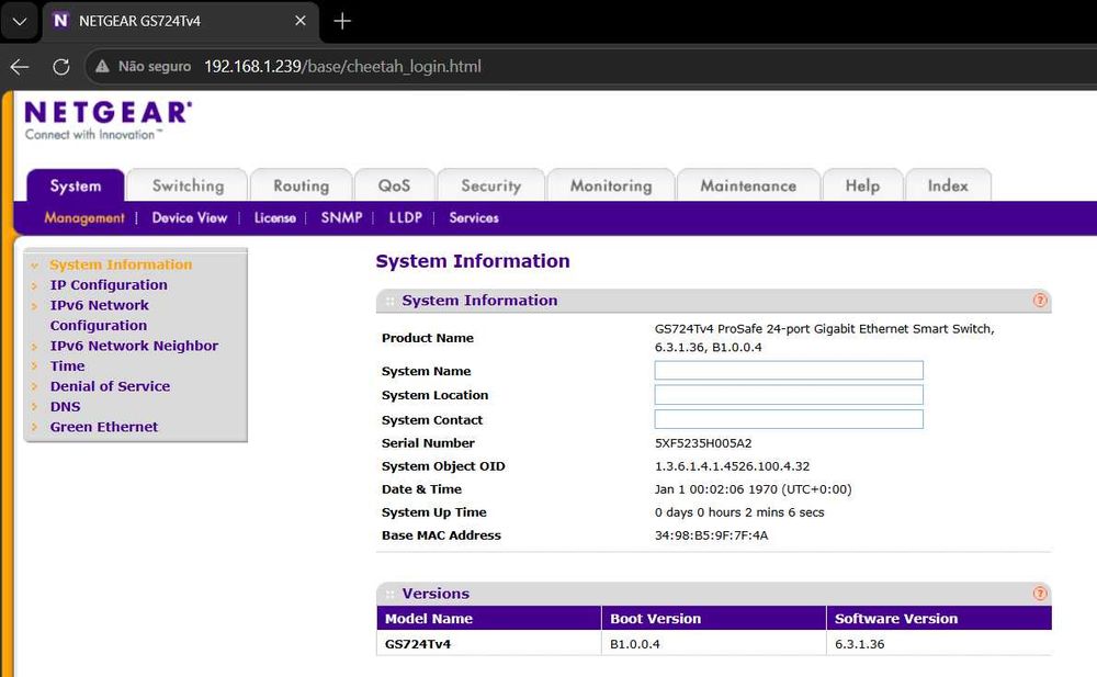 Switch Netgear 24 portas + Patch Panel Legrand