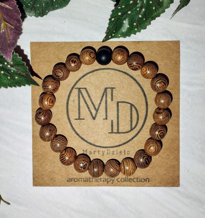 Bransoletka męska drzewo różane i onyks.