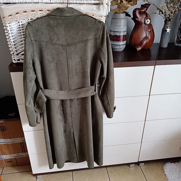 Płaszcz zamszowy Zara khaki