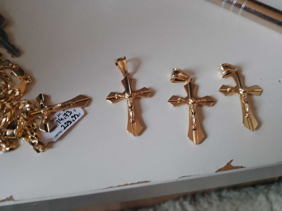 Łańcuszek z krzyzykiem Złoty 585 z dodatkiem Srebra 925