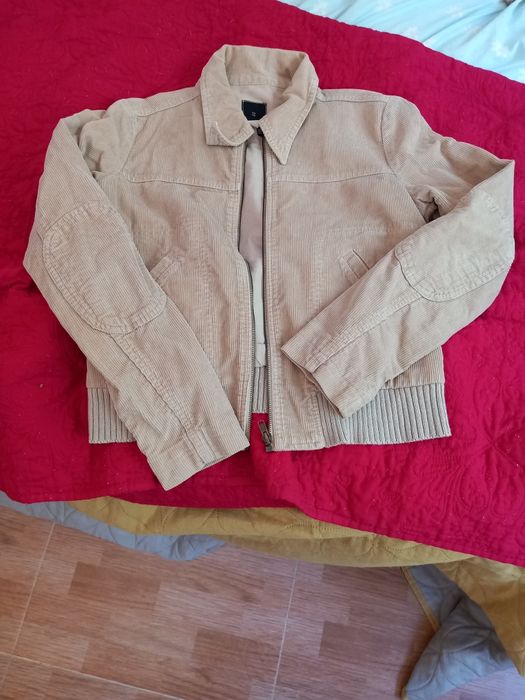 Blusão curto de bombazine bege tamanho  M
