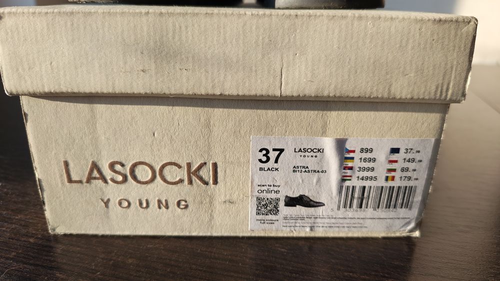 Buty pantofle komunijne Lasocki rozmiar 37 raz używane