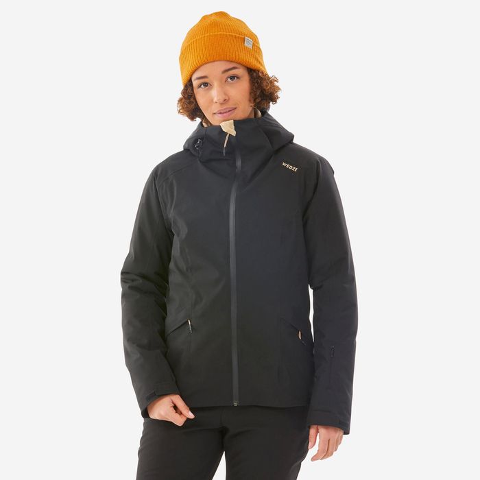 Casaco de Ski Quente e Impermeável 500 Mulher Preto