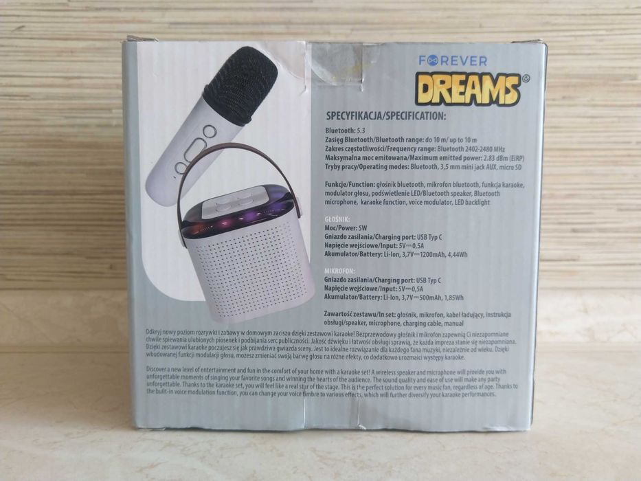 HIT Głośnik bezprzewodowy led karaoke bluetooth + mikrofon KURIER