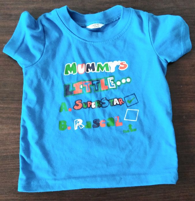 Niebieski komplet t-shirt (koszulka) i spodenki rozmiar 80