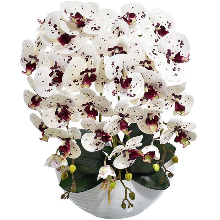 Sztuczny storczyk orchidea kompozycja kwiat doniczce ozdoba prezent