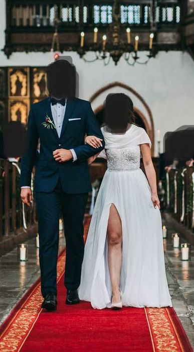 Suknia ślubna Boho, Ivory rozm. S / 34 / 36. Szyta na miarę.
