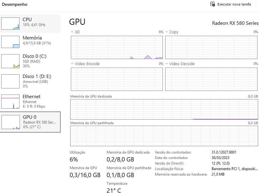 Computador Gaming, i7 9ºgen, 16GB RAM, NVMe 970 1TB e RX 580 8GB