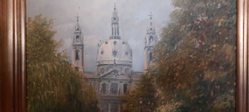 Quadro tela óleo grandes dimensões, moldura rica