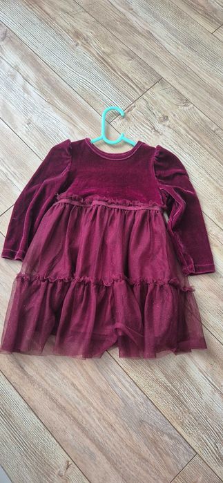 Sukienka welurowa bordowa