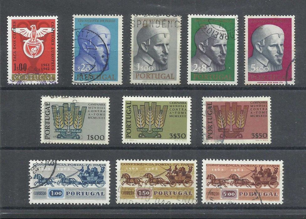 Selos portugueses – ano de 1963 incompleto – 20 selos usados