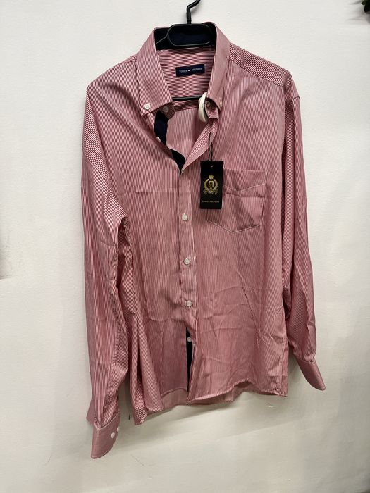 Koszula męska Tommy Hilfiger L bialo czerwona nowa 100% cotton bawelna