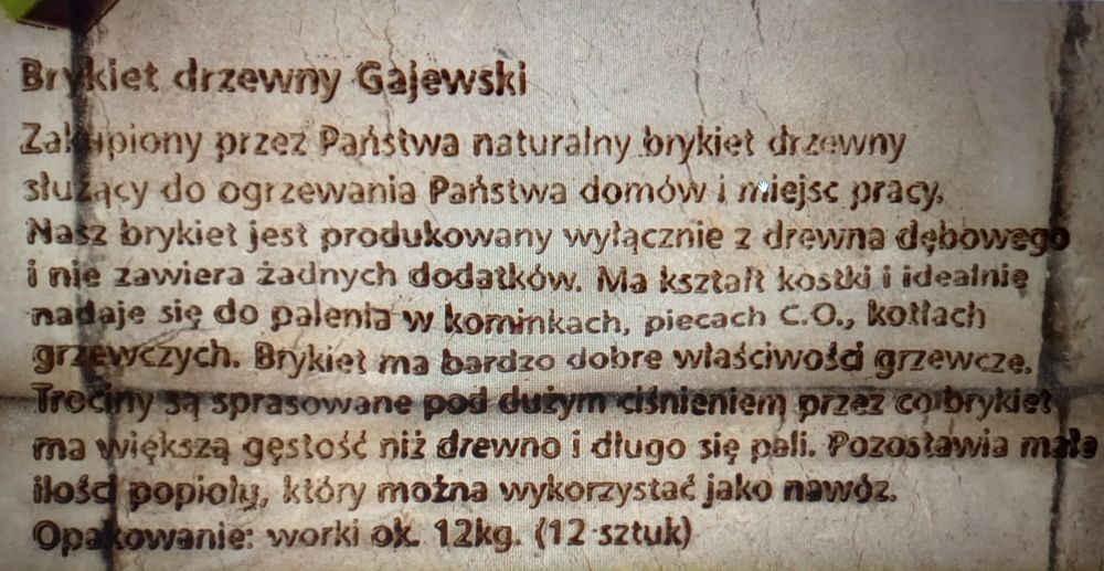 odsprzedam BRYKIET dębowy Gajewski