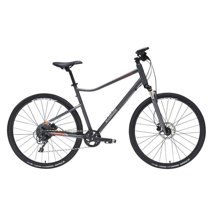 BICICLETA DE TREKKING RIVERSIDE 900 CINZA LARANJA