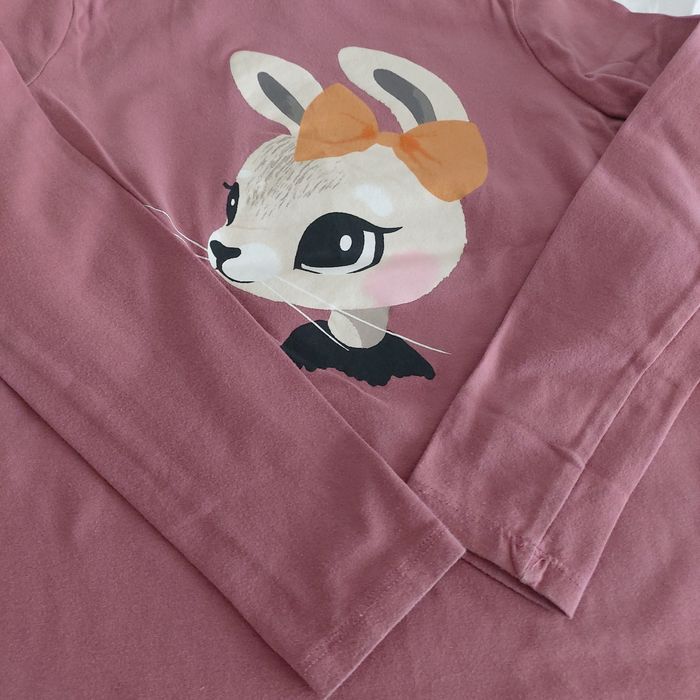 Bluzka biała króliczek H&M Cool Club półgolf rozm. 140