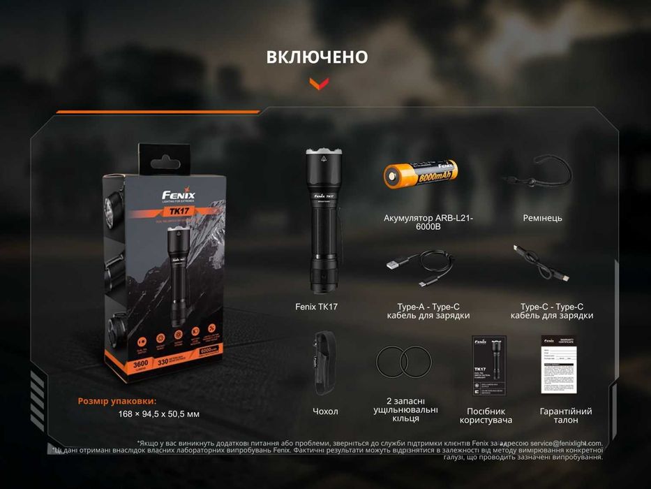 Fenix TK17 Ліхтар Тактичний (3600 Люмен 330 Метрів) ГАРАНТІЯ 5 РОКІВ!