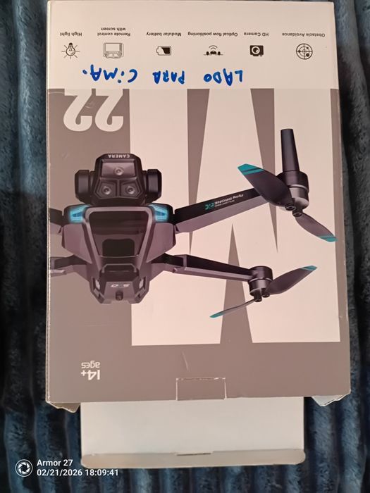 Pago: € 170,00 na Caixa.Drone M22 MAX - Novo - 04 baterias