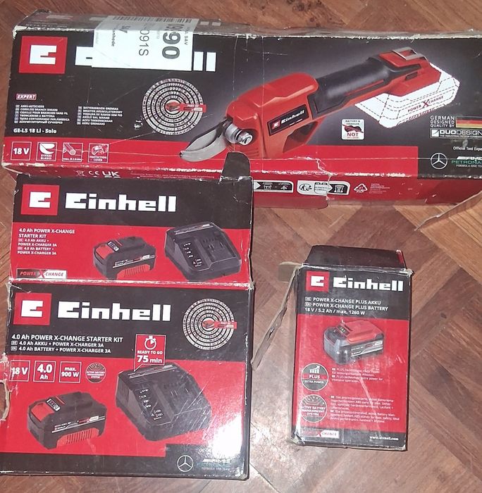 Tesoura Poda Einhell GE-LS 18 Li-Solo- Carregador+2 baterias incluidas