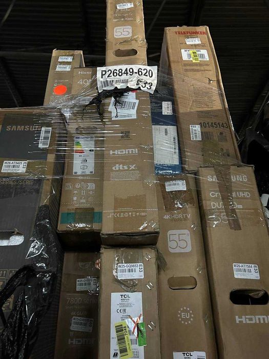 ОПТ / Телевізори з Європи / Samsung, Philips, TCL, Telefunken / Палета P26849-620 / B-Ware (робочий, можливі косметичні дефекти)