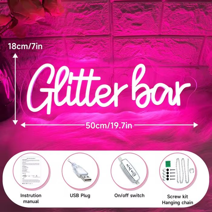 Glitter Bar Neon Led Sign Night Club Bar Party Room Decorazione