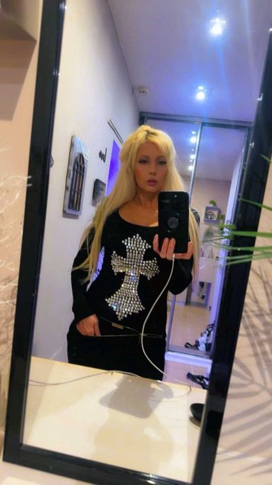 Вечернее платье туника Philipp Plein стразы Сваровски крест