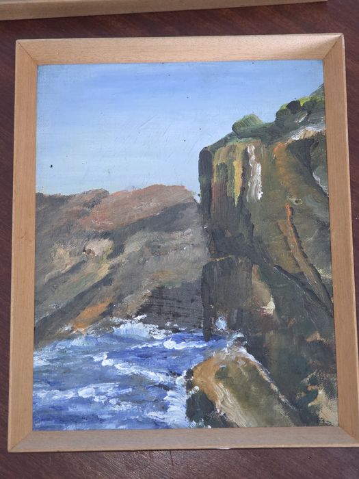 4 Quadros a Óleo - Paisagens Marítimas Costa Portuguesa (assinados MP Pedro)