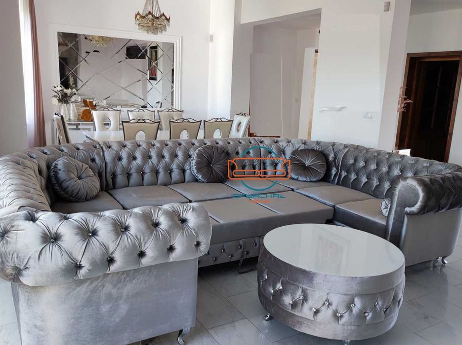PRODUCENT Naroznik chesterfield XXL glamour pikowany kryształki NR.777