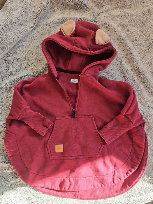 Patulove S 92-110 bluza ponczo dresówka z uszami