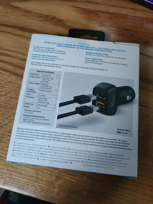 Ładowarka samochodowa Trust QMAX dual USB 30W