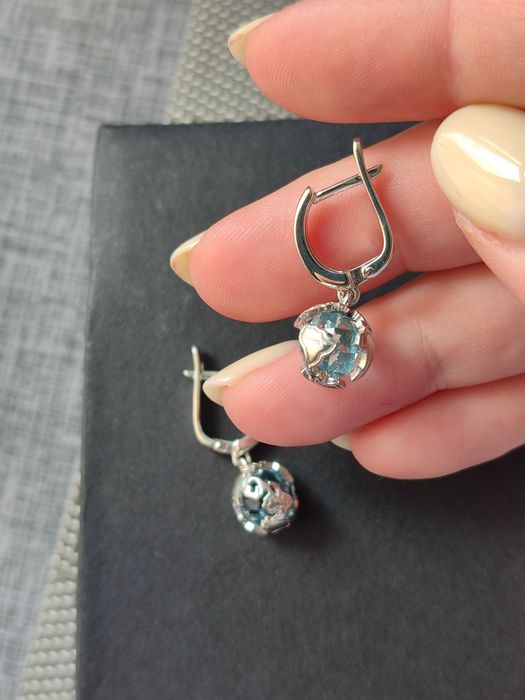 Сережки зі срібла з блакитним топазом (з оригінальною упаковкою)