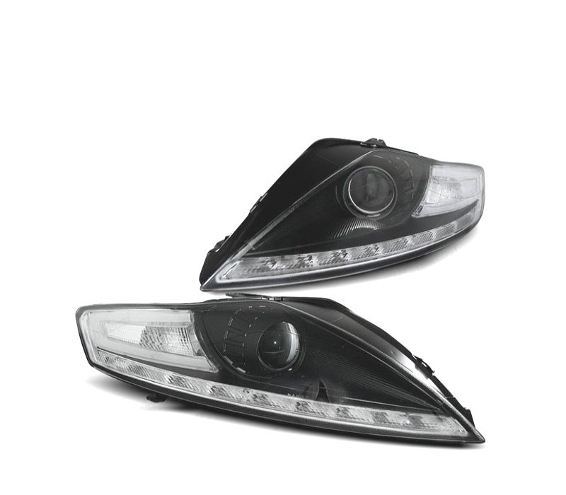 FARÓIS FRONTAIS FORD MONDEO MK4 07-10 LUZ DIURNA + PISCA LED FUNDO PRETO