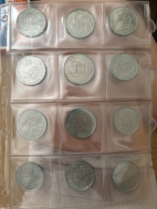 Colecao de moedas comemorativas e antigas em escudo portugueses