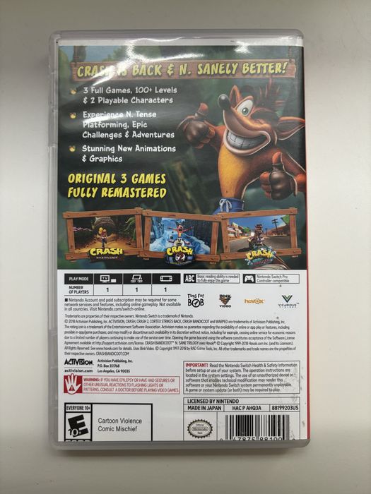 Crash Bandicoot N. Sane Trilogy Nintendo Switch