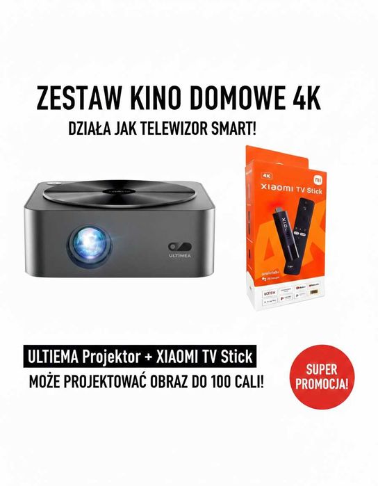 Projektor Full HD Ultimea ApolloP40 SMART TV Netflix WiFi 5G ZESTAW 4K