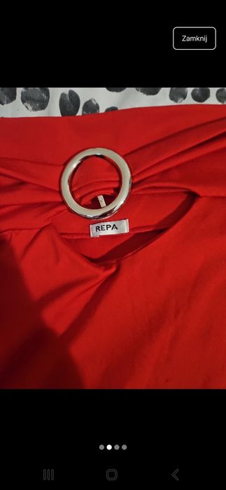 Bluzka na długi rękaw czerwona z wycięciami s