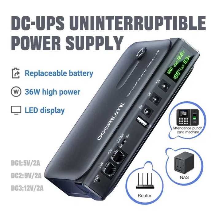 Безперебійник для роутера (ДБЖ) DOCREATE DC1036L + акумулятори Samsung