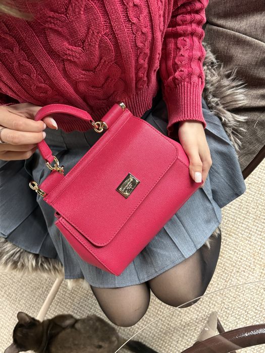 Сумка натуральна шкіра рожева синя тіфані