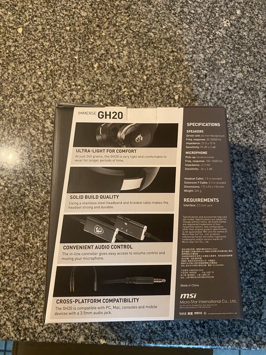 Headsets Msi Immerse GH20