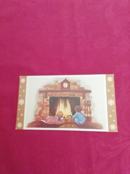 Postal de natal pintado com o pé