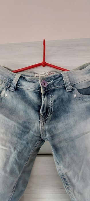 Spodnie jeansowe dżinsowe dziny rurki proste biodrowki S M na wysoką o