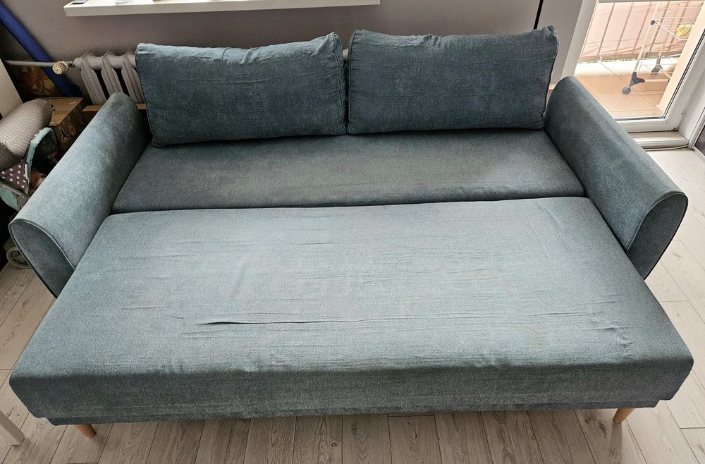Turkusowa sofa Dinaro z funkcją spania