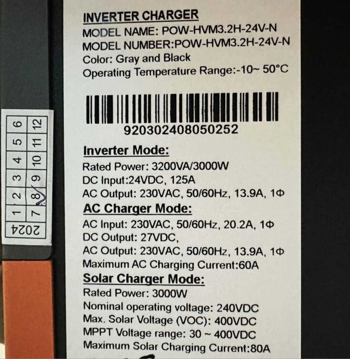 Гібридний інвертор Powmr 24В Solar 3200W POW-HVM3.2H-24V безперебійник