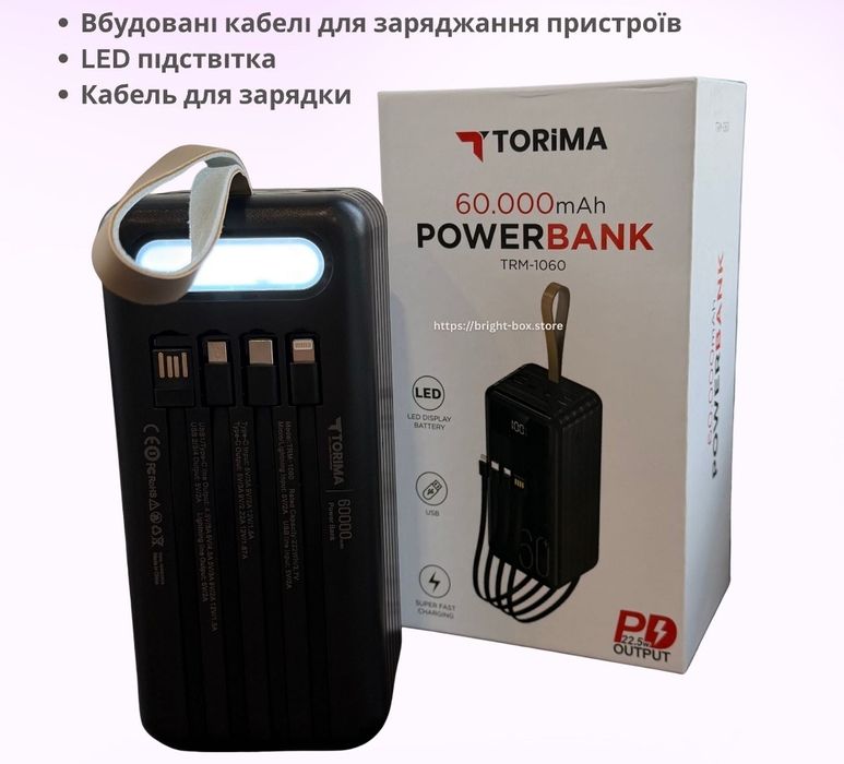Павербанк Powerbank 22.5W Torima TRM-1060 30000mAh 60000mAh повербанк