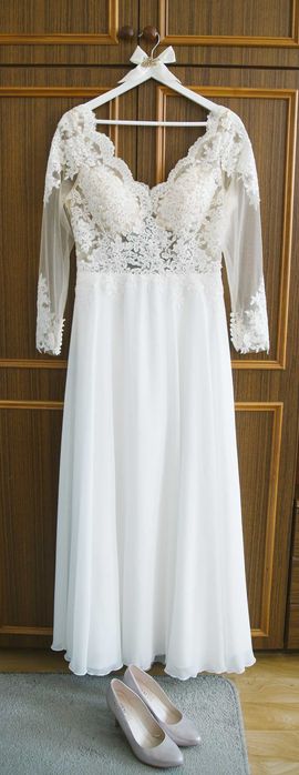 Zwiewna suknia ślubna