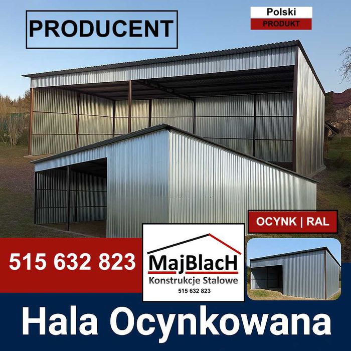 OCYNKOWANA Wiata Otwarta / Garaż Blaszany /HALA /WIATA– Maj-Blach