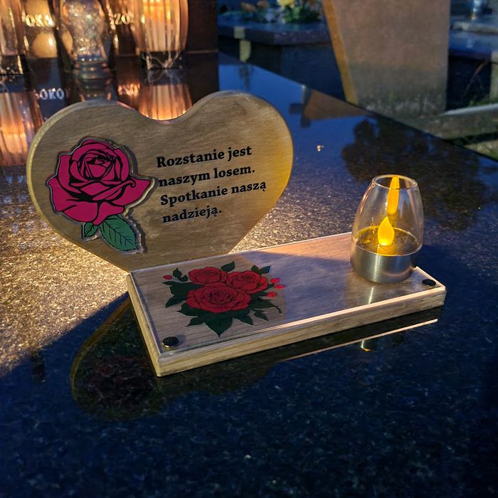 Solarny znicz led statuetka na cmentarz grób duża